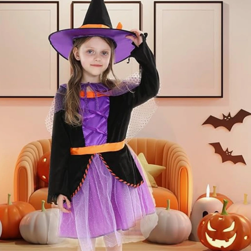 Családhoz illő Halloween boszorkány jelmezkészlet