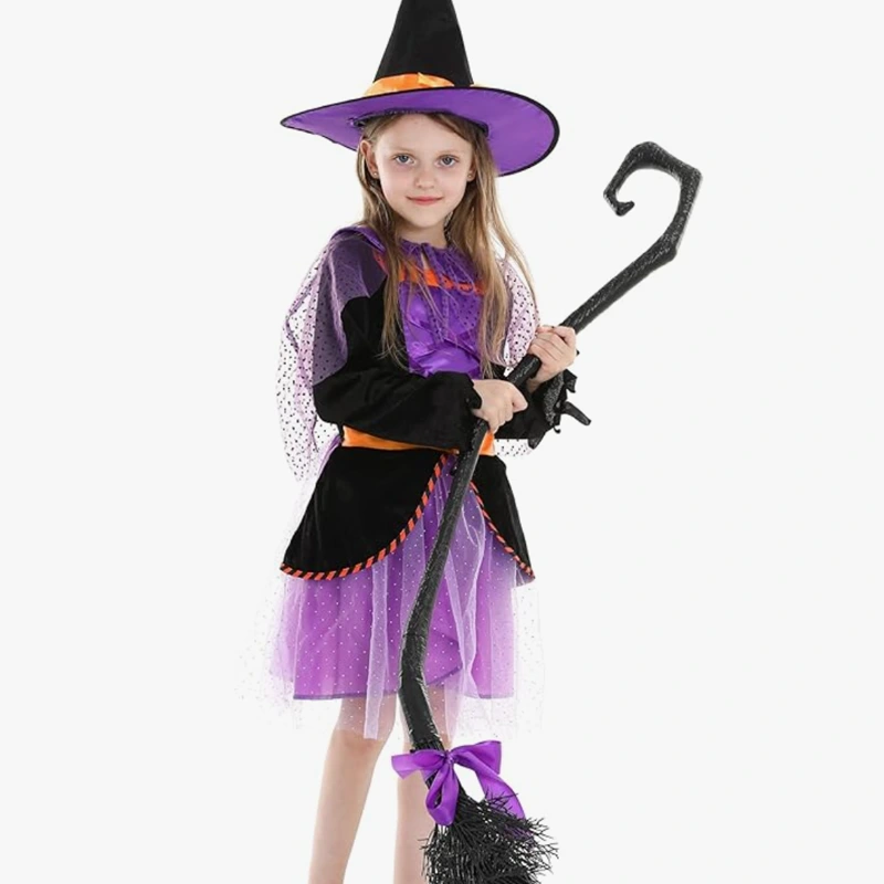 Halloween Photoshoot Lila csillogó gyerek boszorkányruha